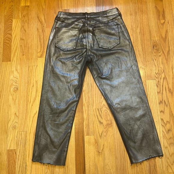 Boden Straight Leg Silver Metallic Cropped Trousers Raw Hem - Picture 9 of 9